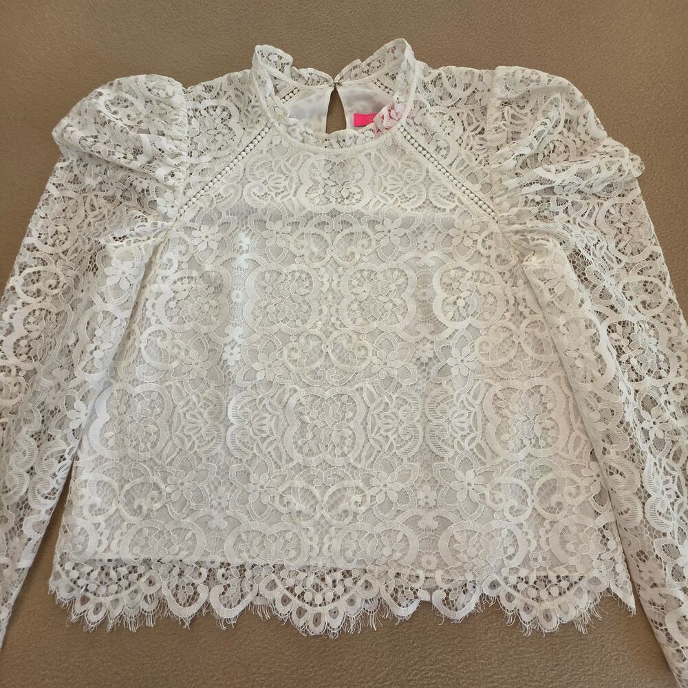 Lily Pulitzer Averi Long-Sleeve Lace Top White Sz Medium